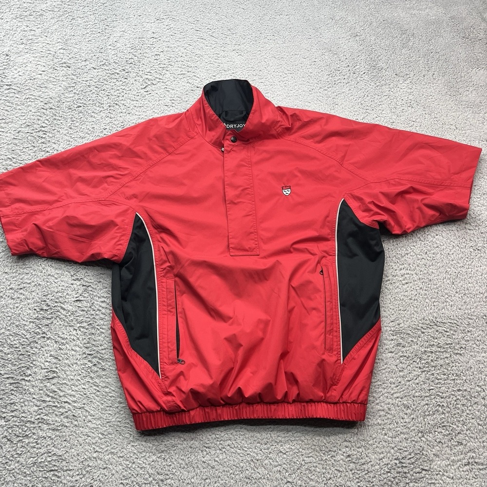 FootJoy DryJoys 1/4 Zip Pullover Golf Jacket Mens M Red Short Slv Canterbury GC